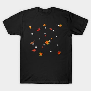 Snow and Leaves Falling From The Sky T-Shirt